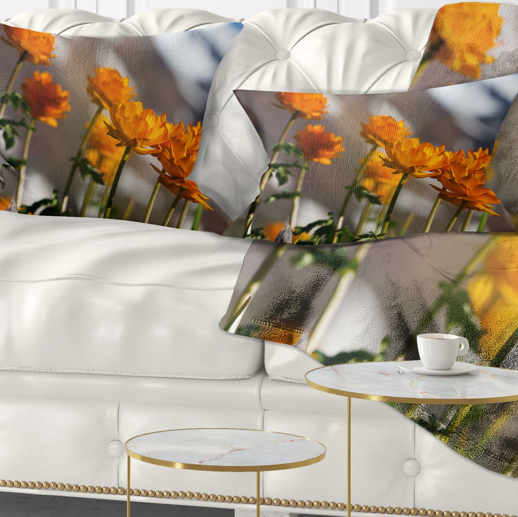 Designart 12" x 20" Yellow Polyester Throw Pillow