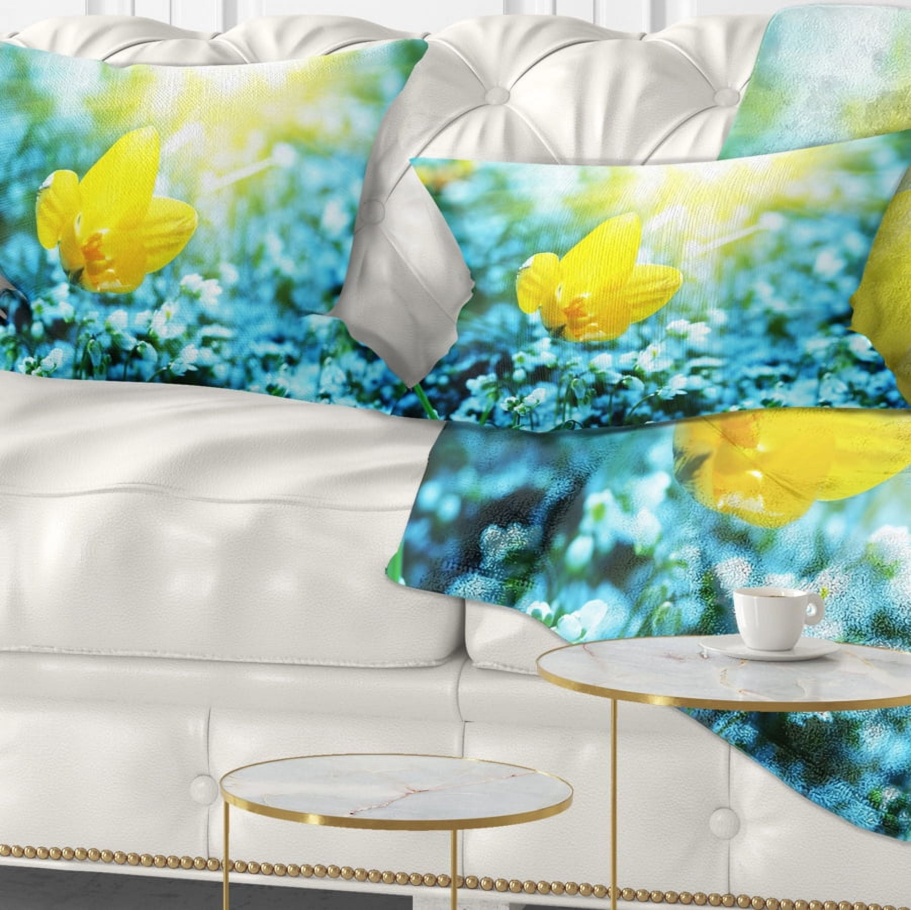 Designart 12" x 20" Yellow Polyester Throw Pillow