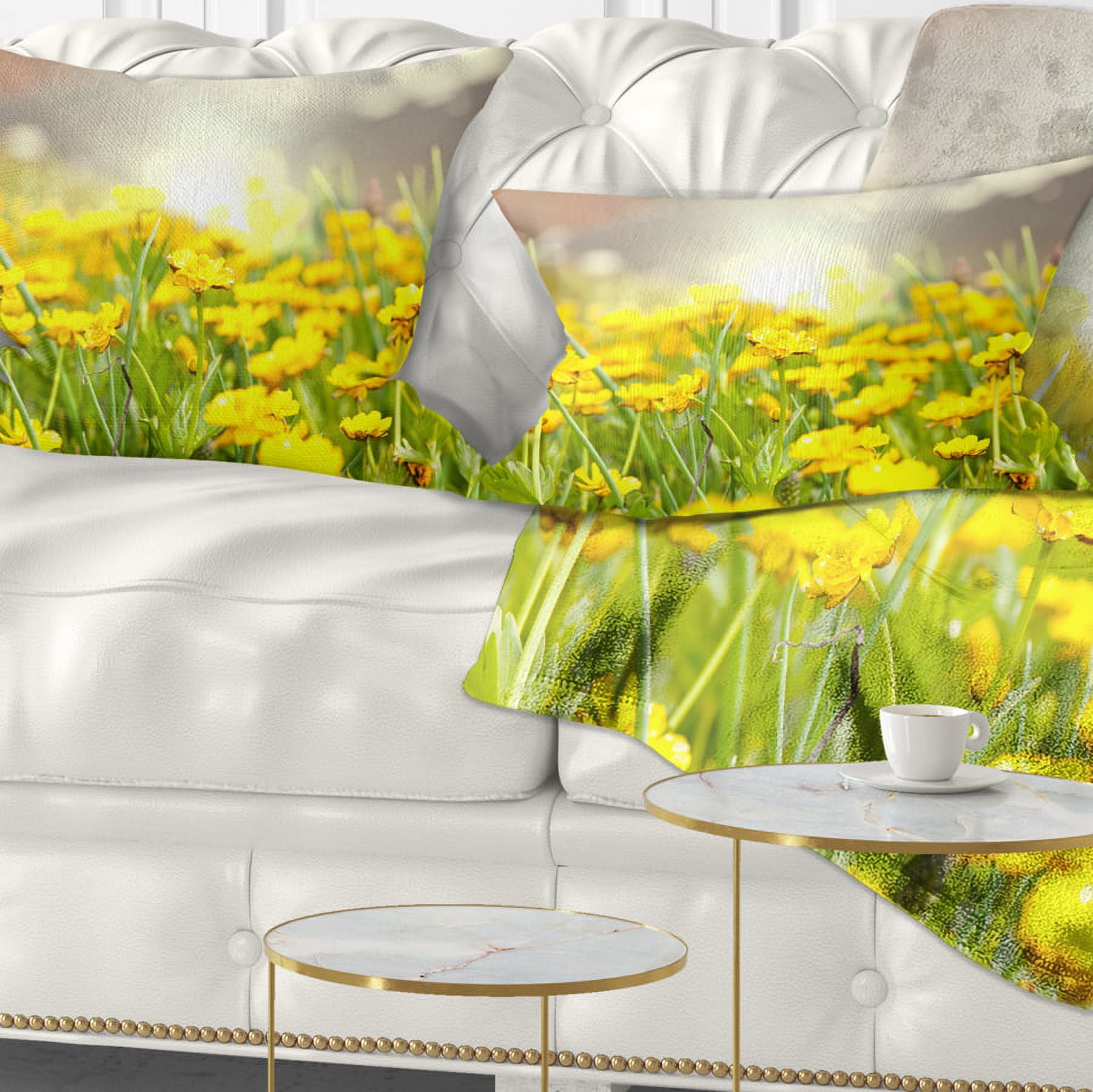Designart 12" x 20" Yellow Polyester Throw Pillow
