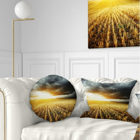 Designart 12" x 20" Yellow Polyester Throw Pillow