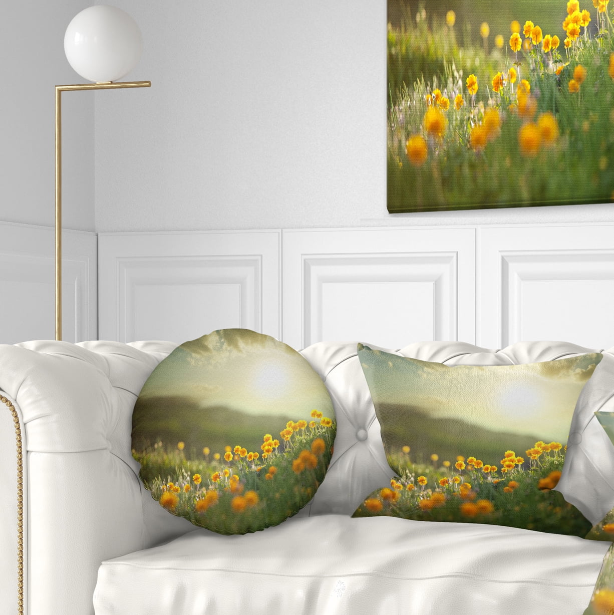 Designart 12" x 20" Yellow Polyester Throw Pillow