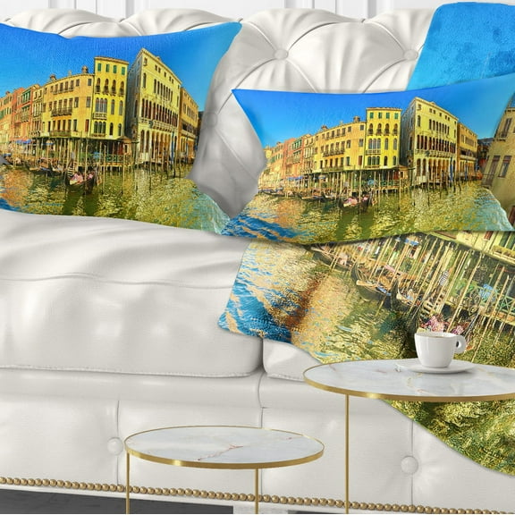 Designart 12" x 20" Yellow Polyester Throw Pillow