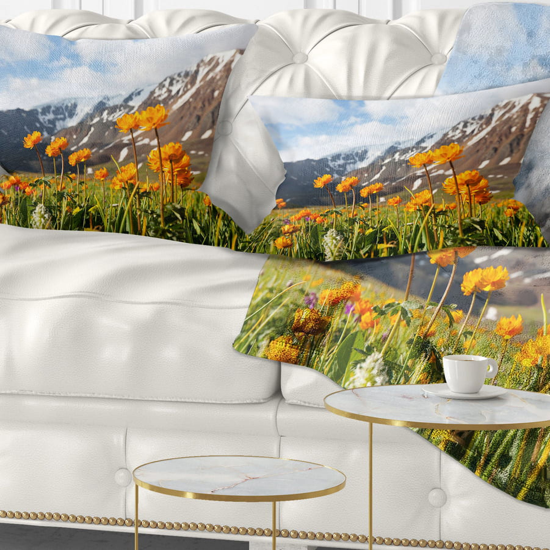 Designart 12" x 20" Yellow Polyester Throw Pillow