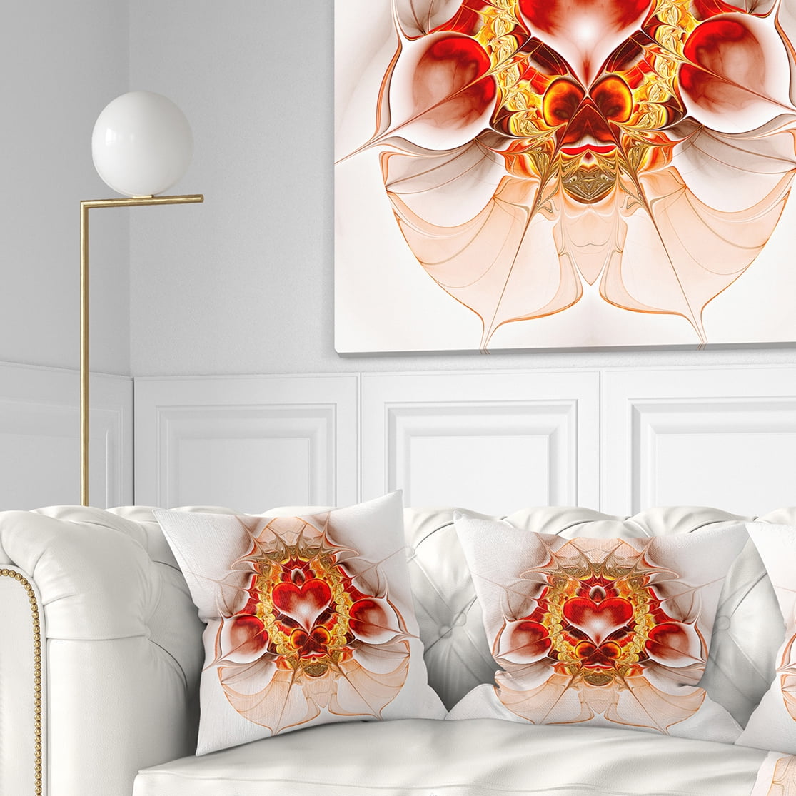 Designart 16" x 16" Abstract Red Fractal Polyester Throw Pillow