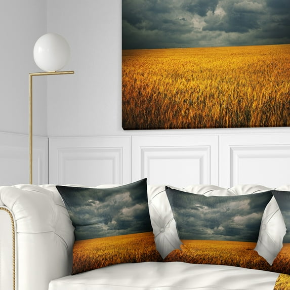 Designart 16" x 16" Black Polyester Throw Pillow