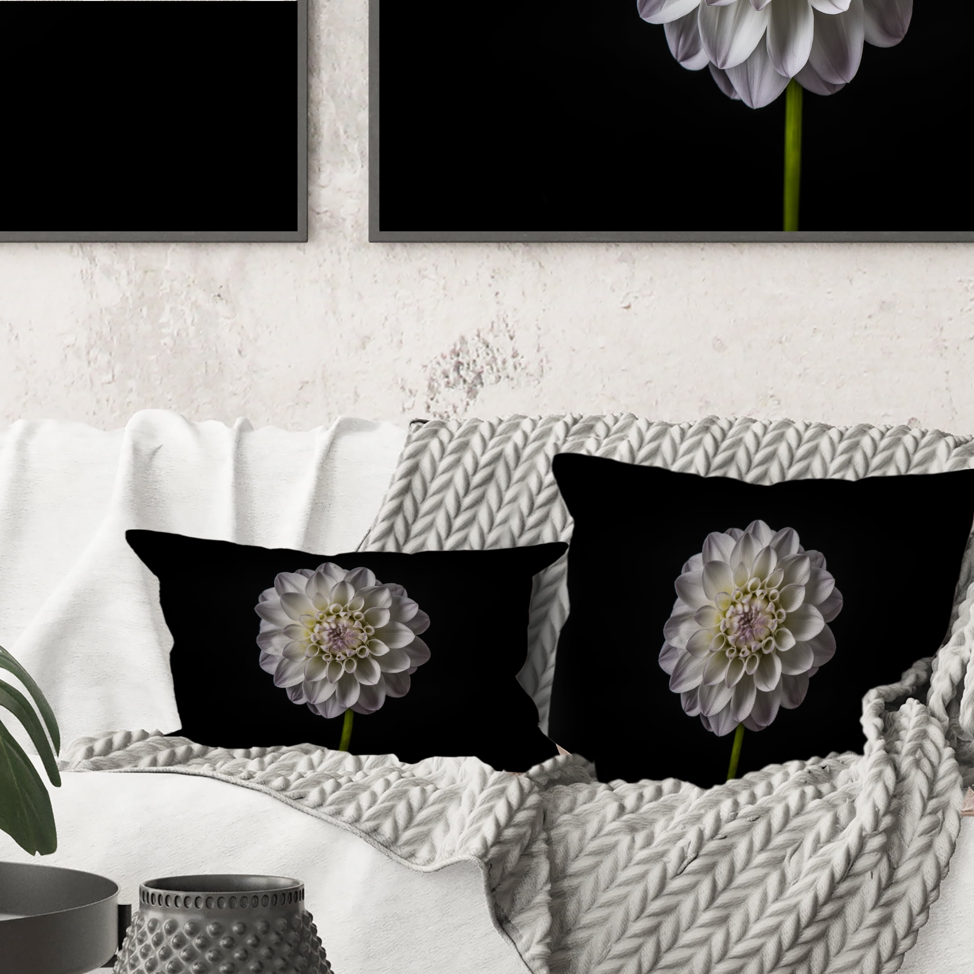 Designart 16" x 16" Black Polyester Throw Pillow