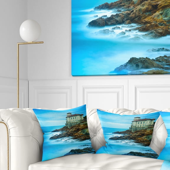 Designart 16" x 16" Blue Polyester Throw Pillow