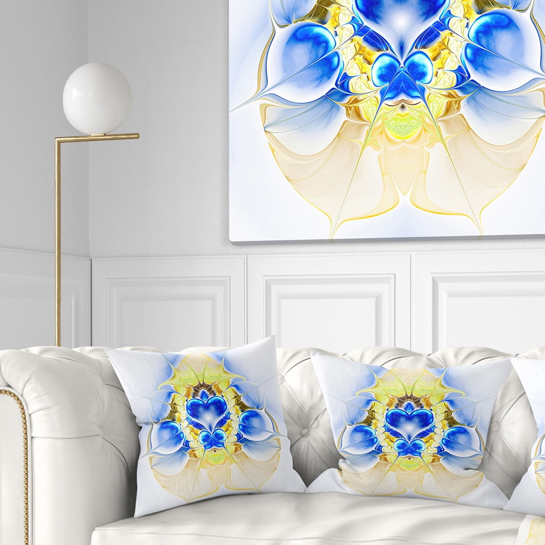Designart 16" x 16" Blue Polyester Throw Pillow