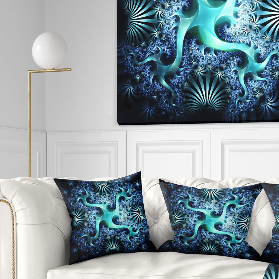 Designart 16" x 16" Blue Polyester Throw Pillow
