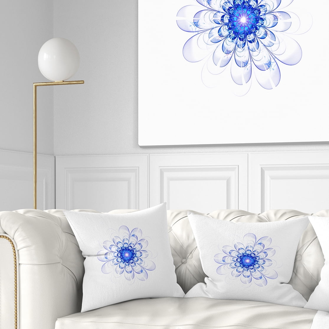 Designart 16" x 16" Blue Polyester Throw Pillow