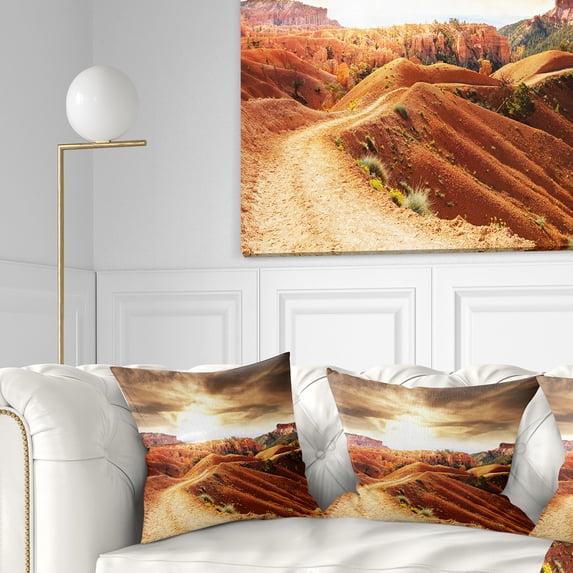 Designart 16" x 16" Brown Polyester Throw Pillow