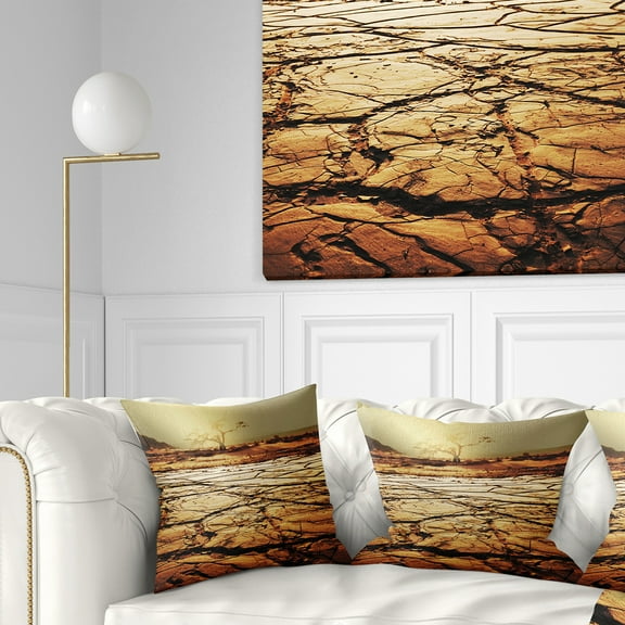 Designart 16" x 16" Brown Polyester Throw Pillow