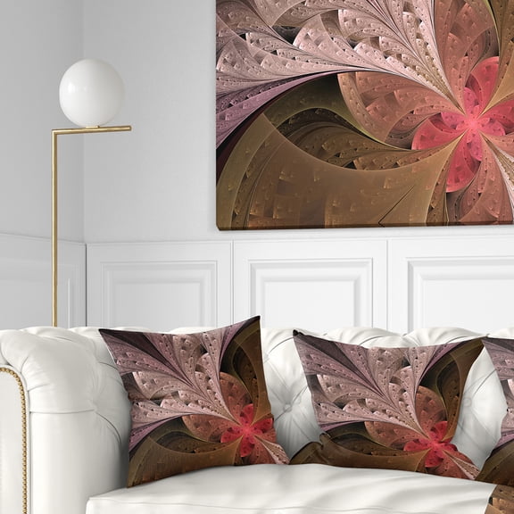 Designart 16" x 16" Brown Polyester Throw Pillow