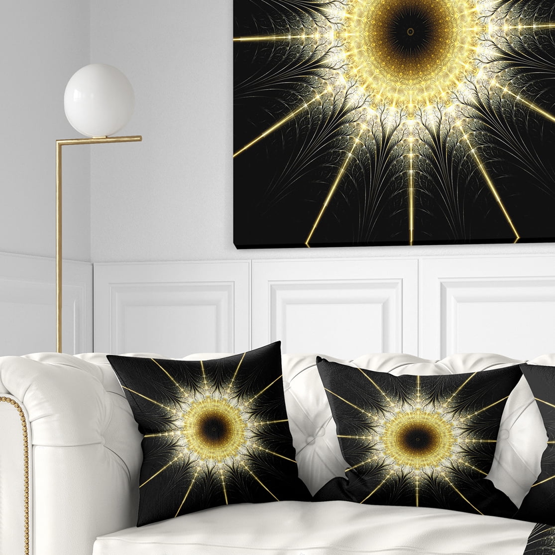 Designart 16" x 16" Contemporary, Modern Black Polyester Throw Pillow