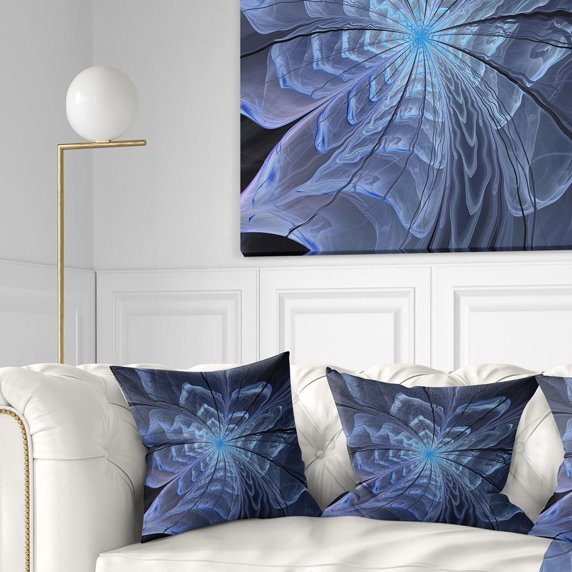 Designart 16" x 16" Contemporary, Modern Black Polyester Throw Pillow