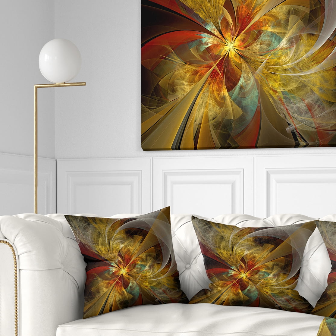 Designart 16" x 16" Contemporary and Modern Black Flower Polyester Throw Pillow