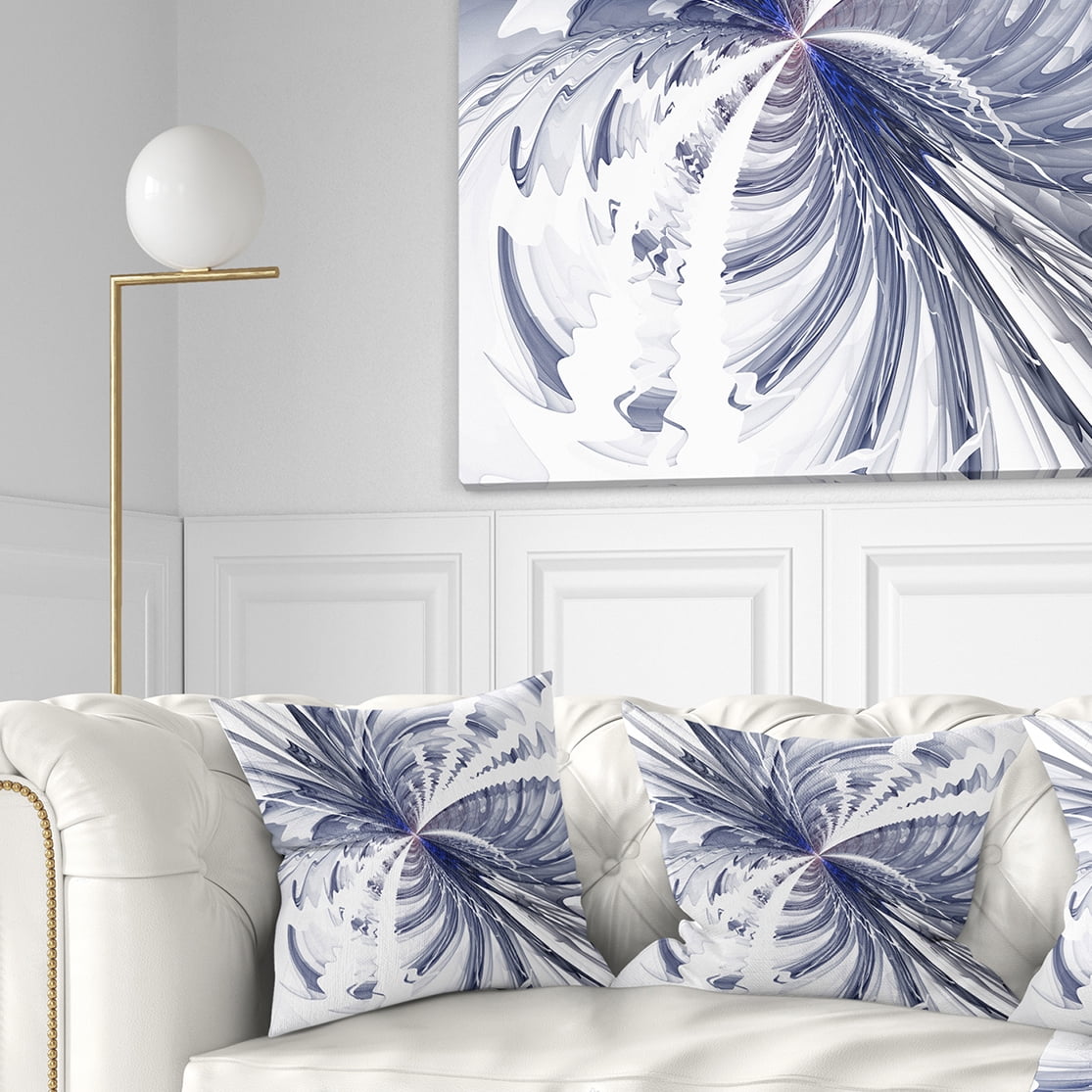 Designart 16" x 16" Contemporary and Modern Black Fractal and Flower Polyester Throw Pillow