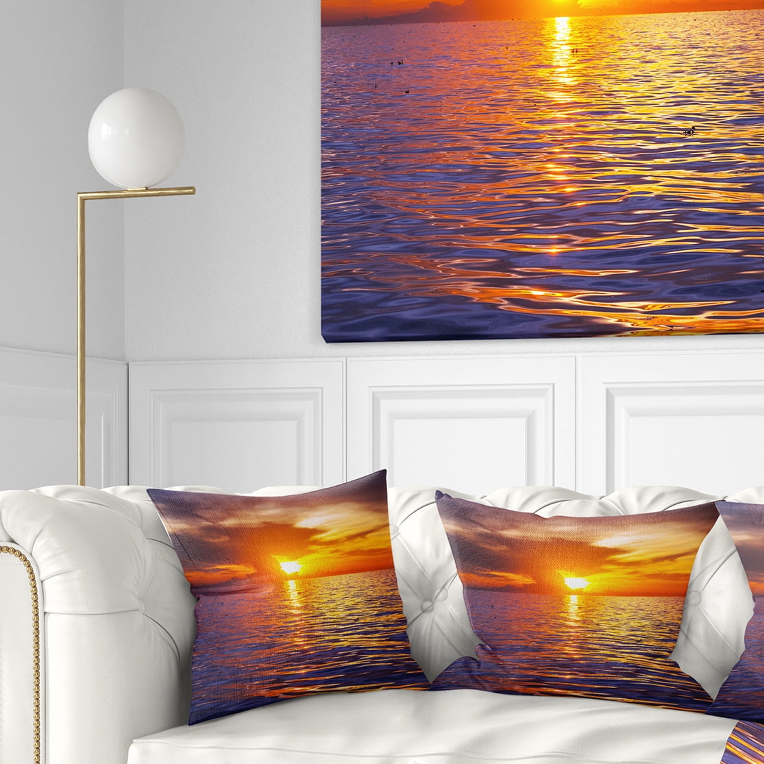 Designart 16" x 16" Multi-color Sea Shore Polyester Throw Pillow