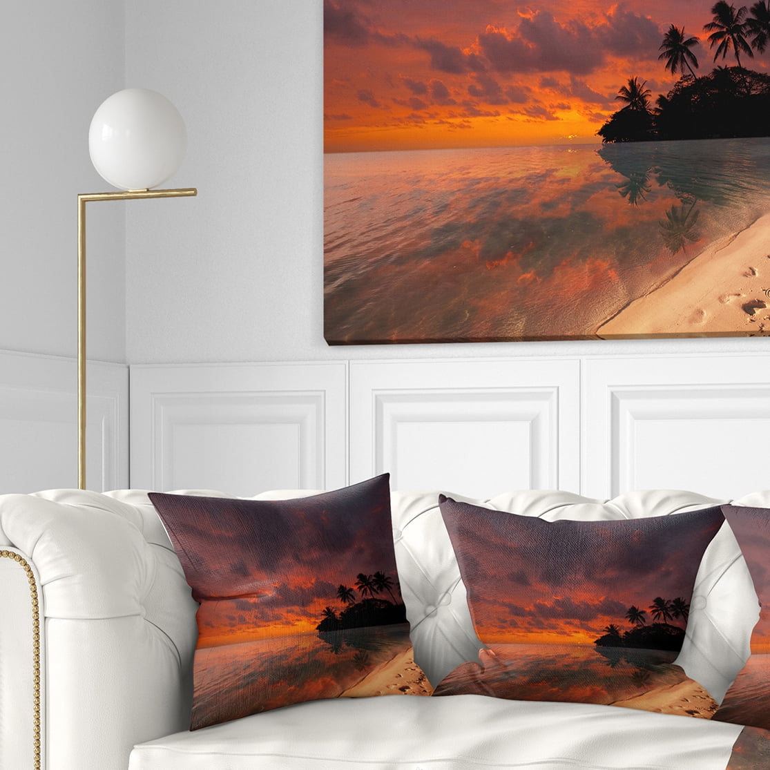 Designart 16" x 16" Orange Polyester Throw Pillow