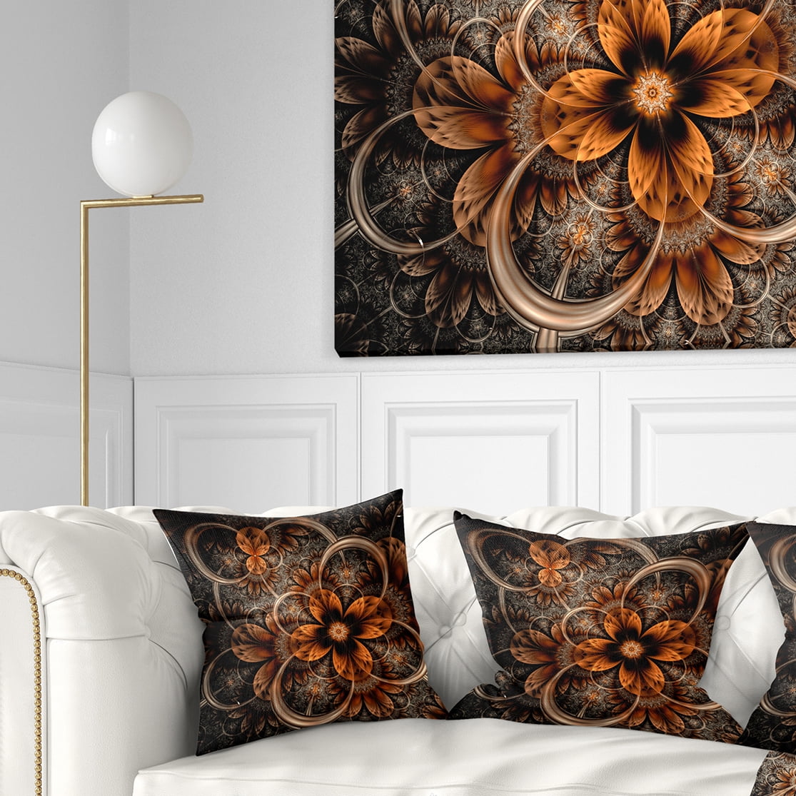 Designart 16" x 16" Orange Polyester Throw Pillow