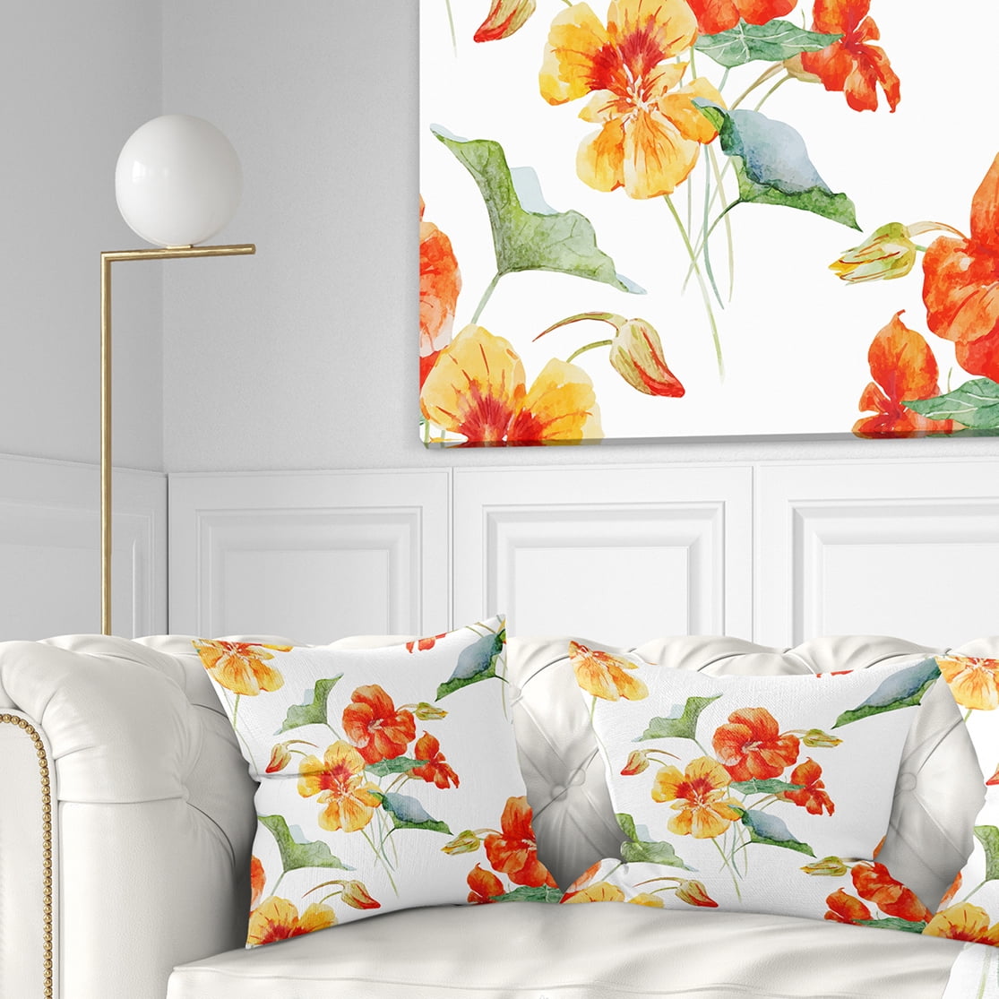 Designart 16" x 16" Orange Polyester Throw Pillow