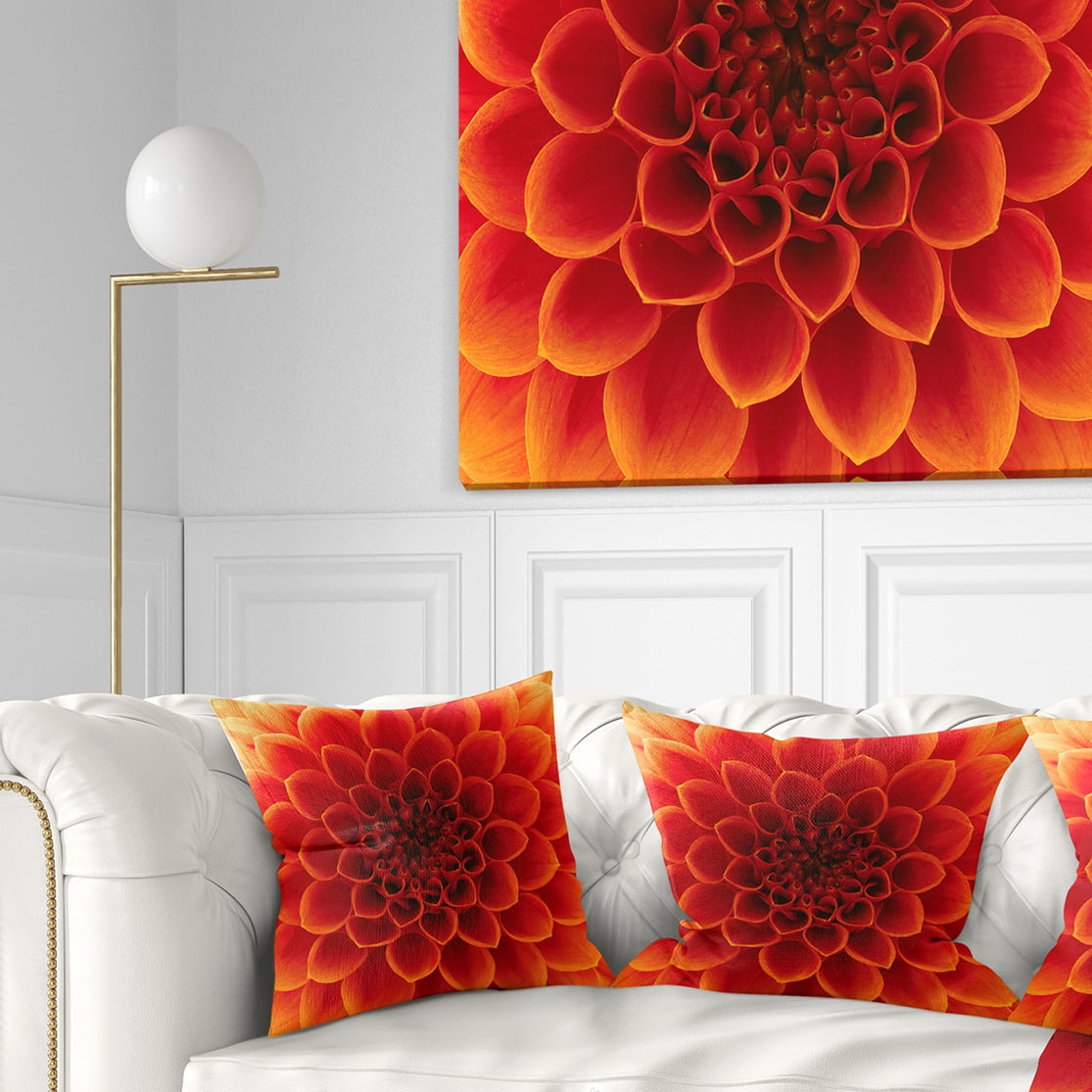 Designart 16" x 16" Orange Polyester Throw Pillow