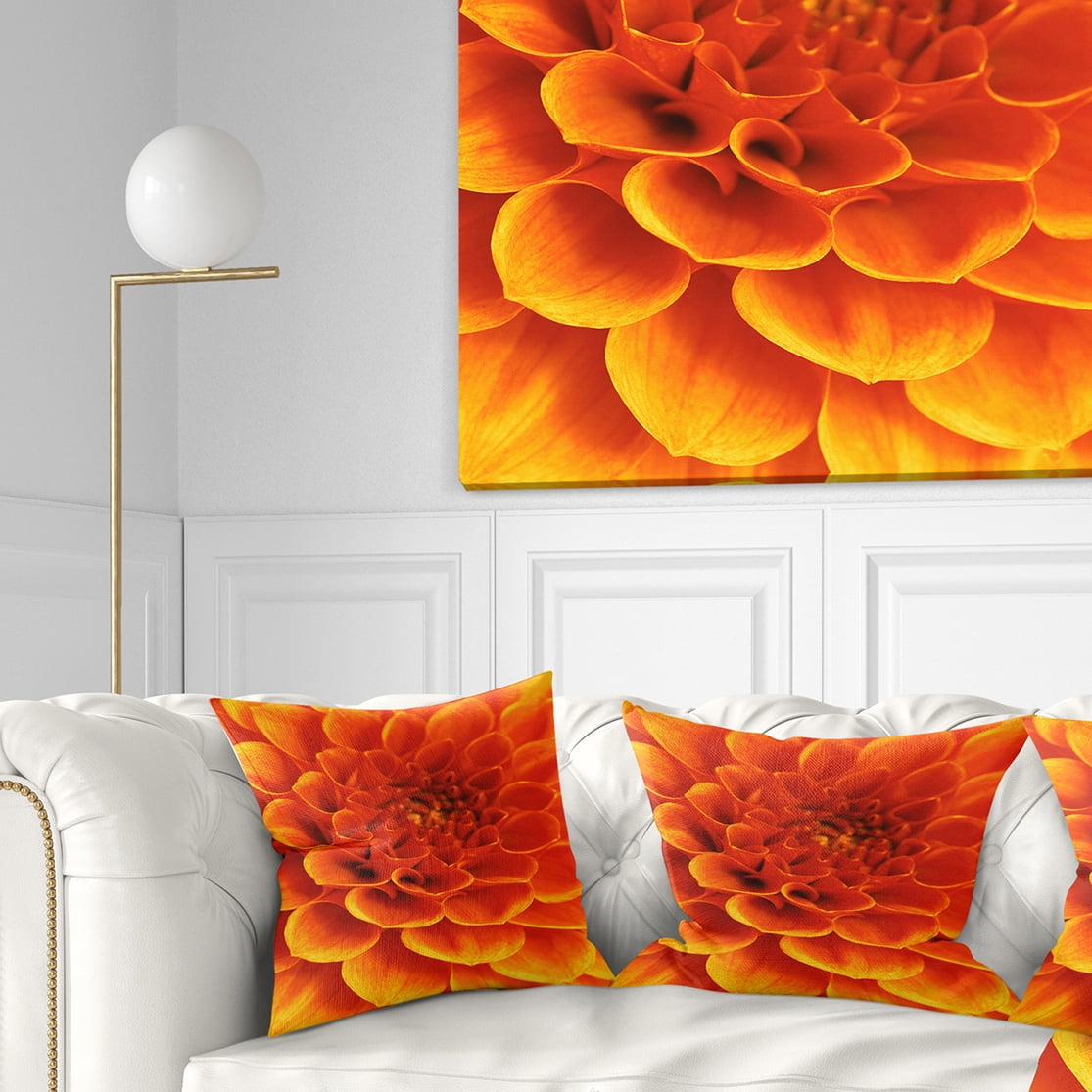 Designart 16" x 16" Orange Polyester Throw Pillow
