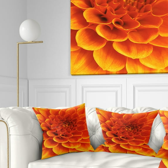 Designart 16" x 16" Orange Polyester Throw Pillow