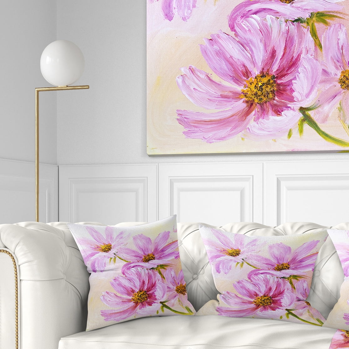 Designart 16" x 16" Pink Polyester Throw Pillow