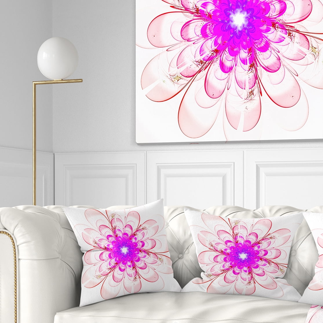 Designart 16" x 16" Pink Polyester Throw Pillow