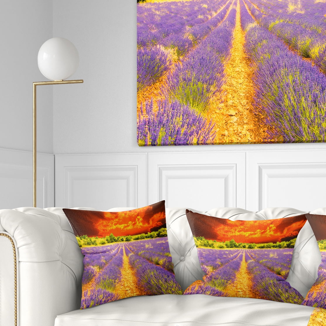 Designart 16" x 16" Purple Polyester Throw Pillow