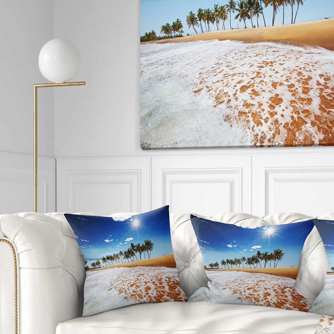Designart 16" x 16" White Polyester Throw Pillow