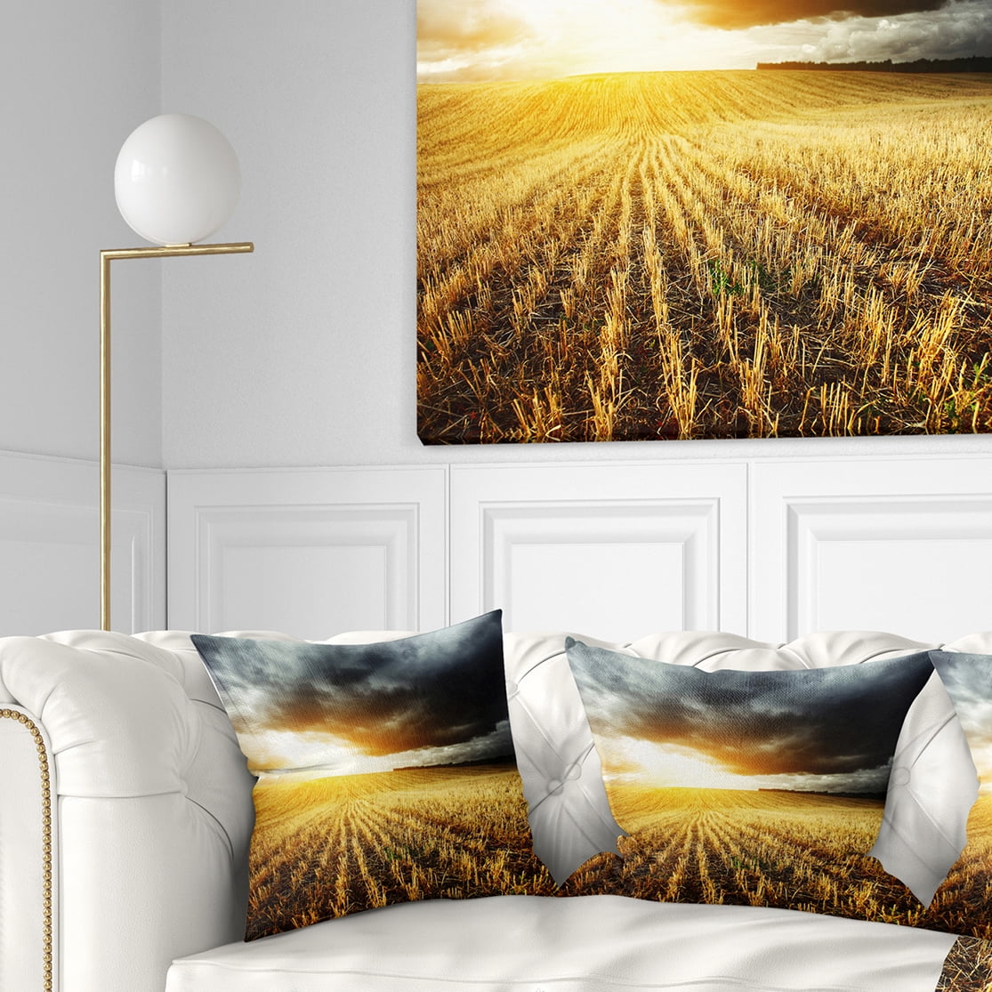 Designart 16" x 16" Yellow Polyester Throw Pillow
