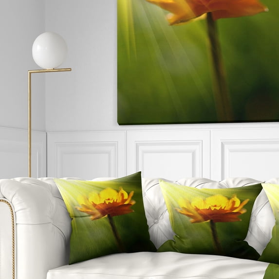 Designart 16" x 16" Yellow Polyester Throw Pillow