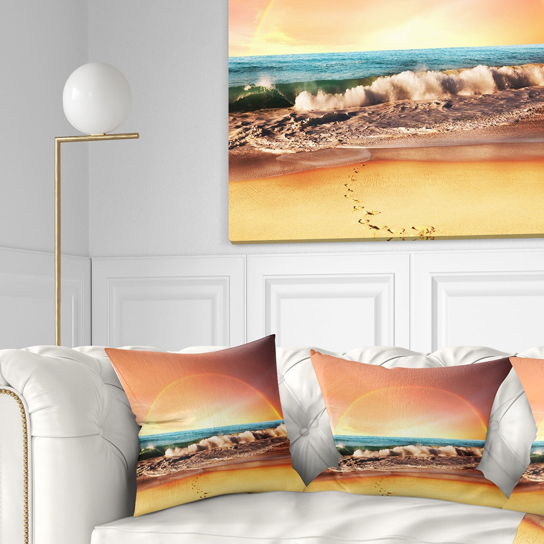 Designart 16" x 16" Yellow Polyester Throw Pillow
