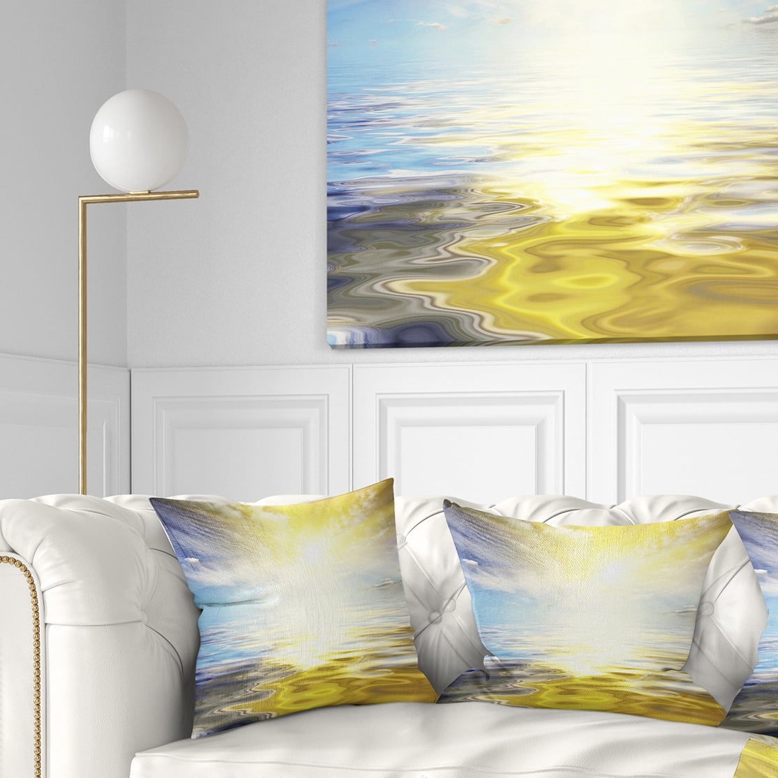 Designart 16" x 16" Yellow Polyester Throw Pillow