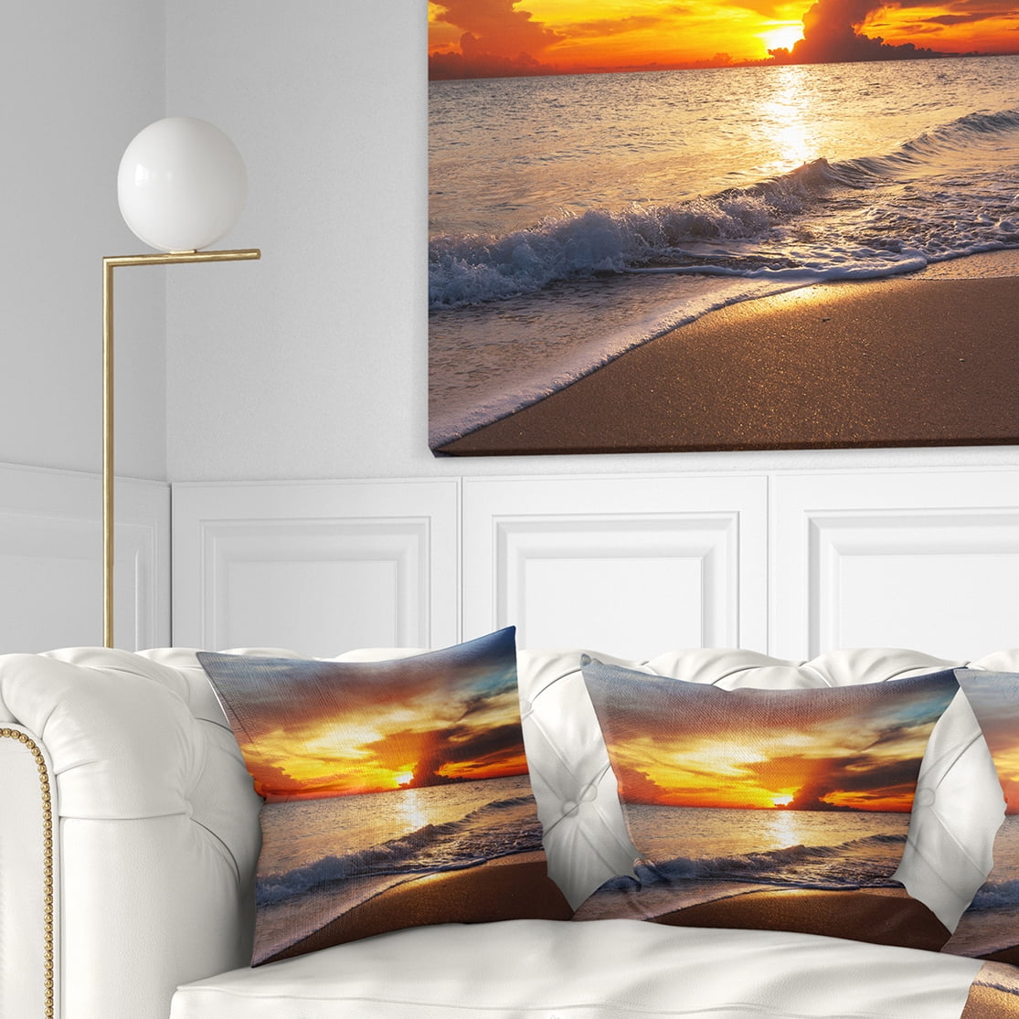 Designart 16" x 16" Yellow Polyester Throw Pillow