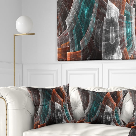 Designart 18" x 18" Abstract Brown Fractal Polyester Throw Pillow