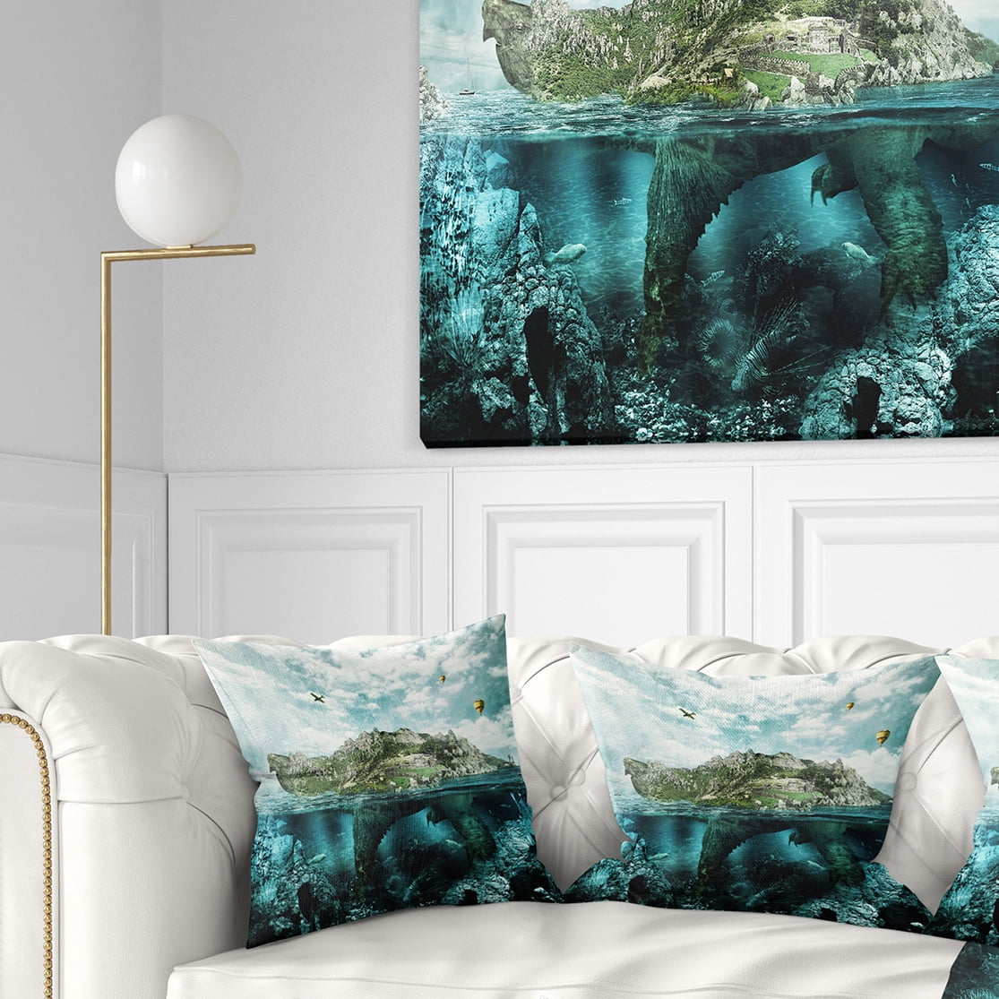 Designart Island Like Large Fantasy Turtle - Animal Throw Pillow - 18x18