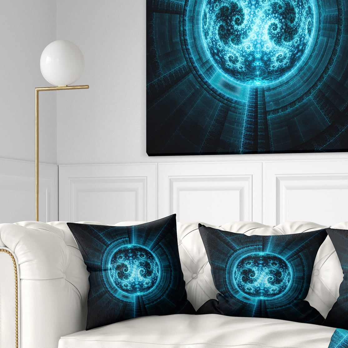 Designart 18" x 18" Blue Polyester Throw Pillow