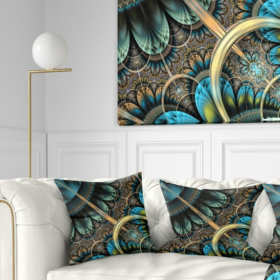 Designart 18" x 18" Blue Polyester Throw Pillow