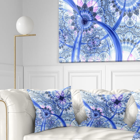 Designart 18" x 18" Blue Polyester Throw Pillow