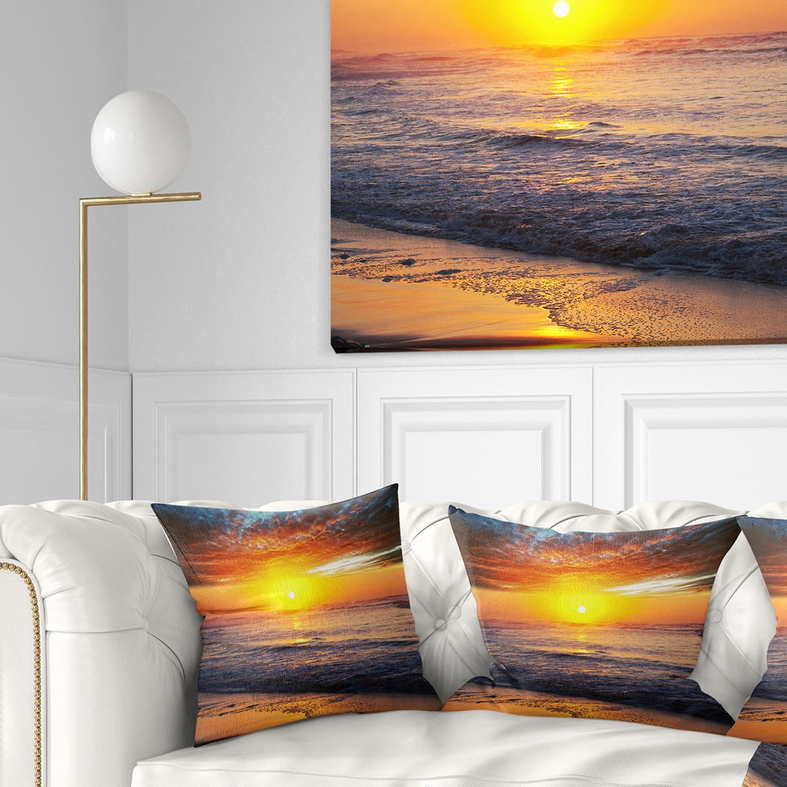 Designart 18" x 18" Blue Polyester Throw Pillow