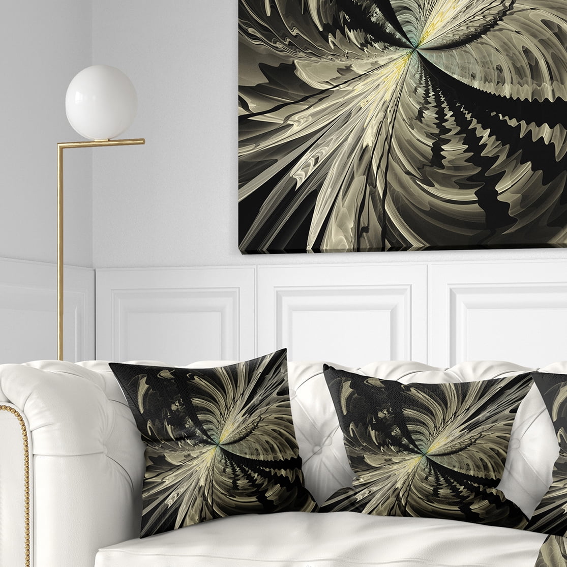 Designart 18" x 18" Contemporary, Modern Black Polyester Throw Pillow