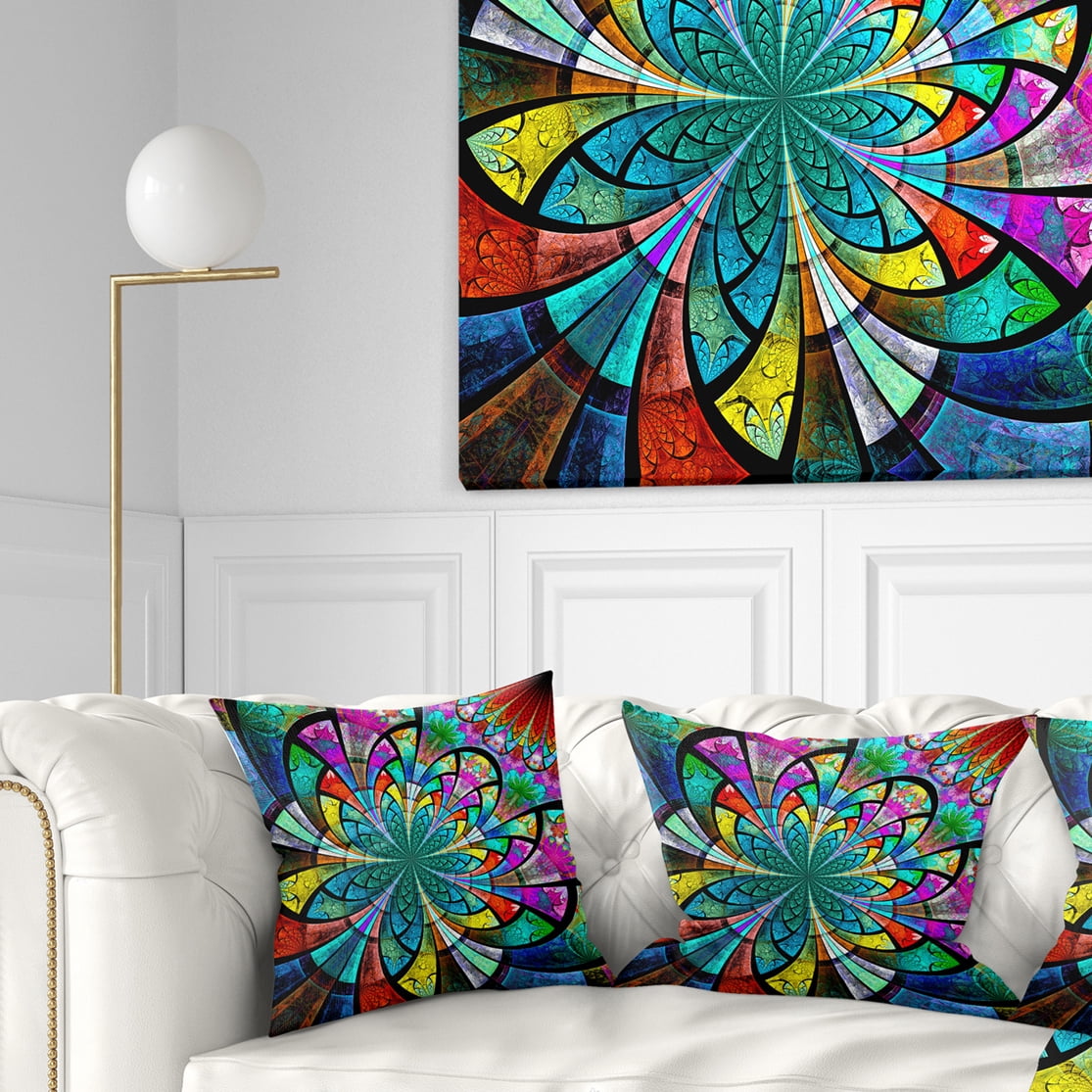 Designart 18" x 18" Contemporary, Modern Multi-color Polyester Throw Pillow