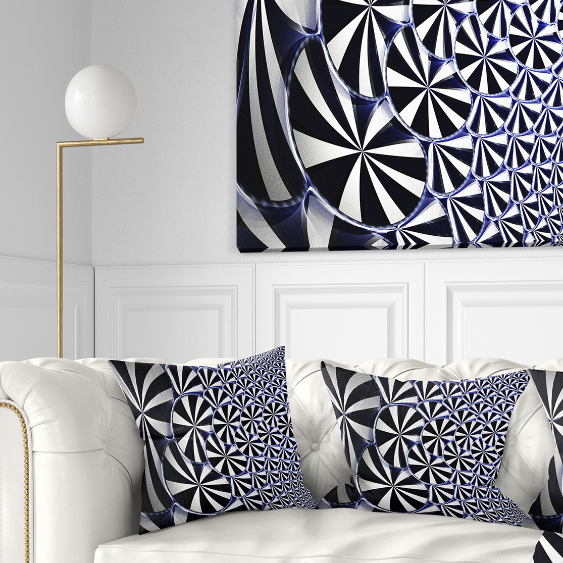 Designart 18" x 18" Contemporary and Modern Black Flower Polyester Throw Pillow