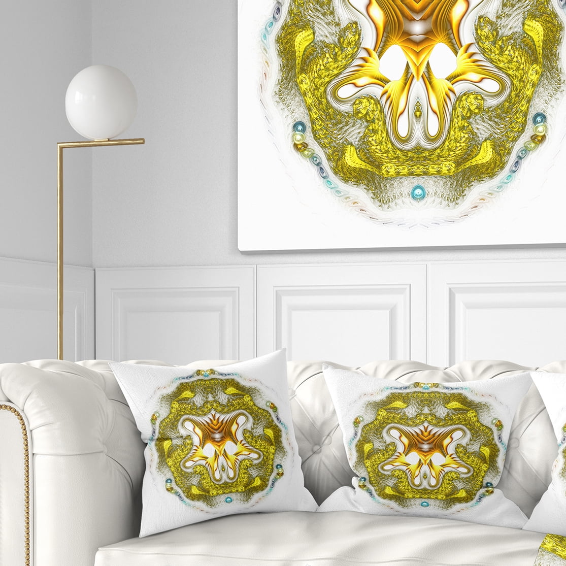 Designart 18" x 18" Gold Polyester Throw Pillow