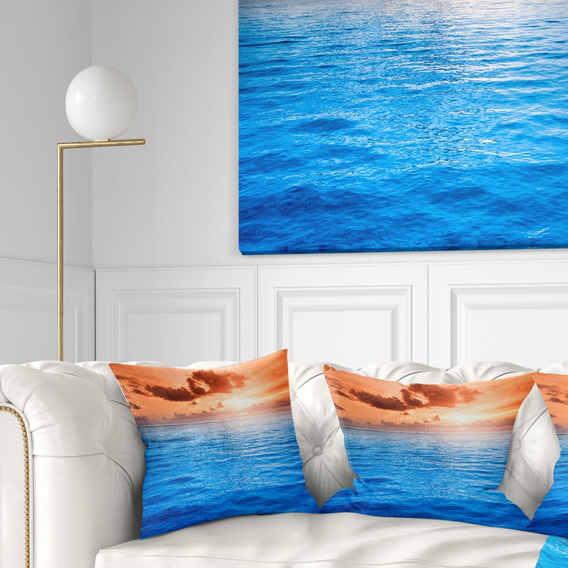 Designart 18" x 18" Multi-color Sea Shore Polyester Throw Pillow