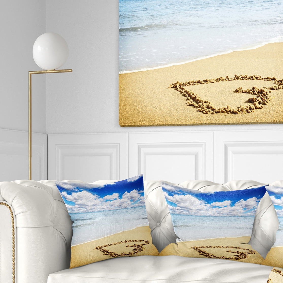 Designart 18" x 18" Multi-color Sea Shore Polyester Throw Pillow
