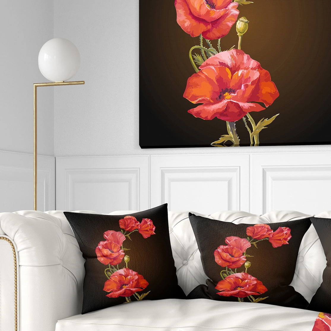 Designart 18" x 18" Red Polyester Throw Pillow